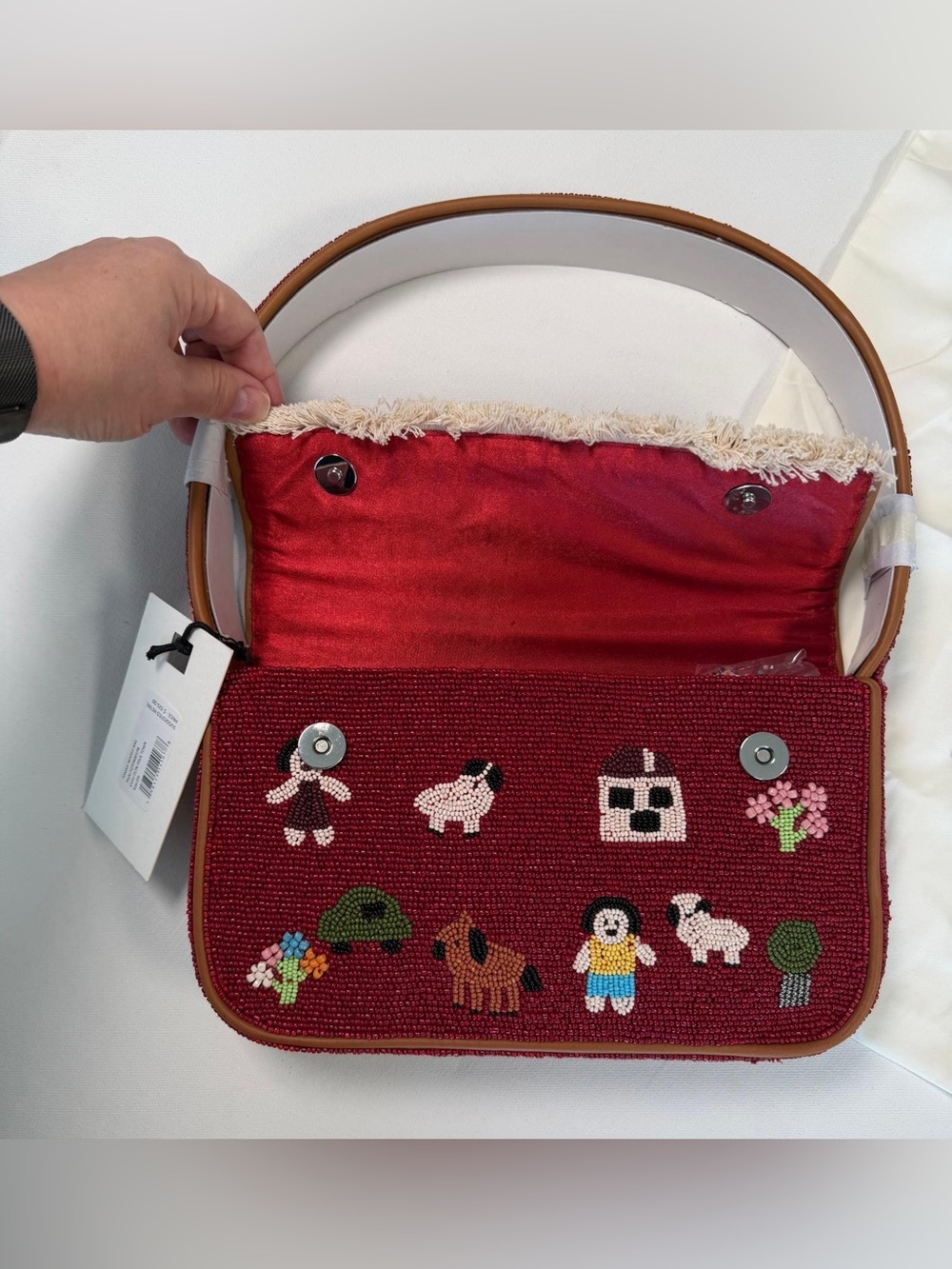 STAUD Tommy Beaded Bag in Folk Town NWT - Picture 3 of 11